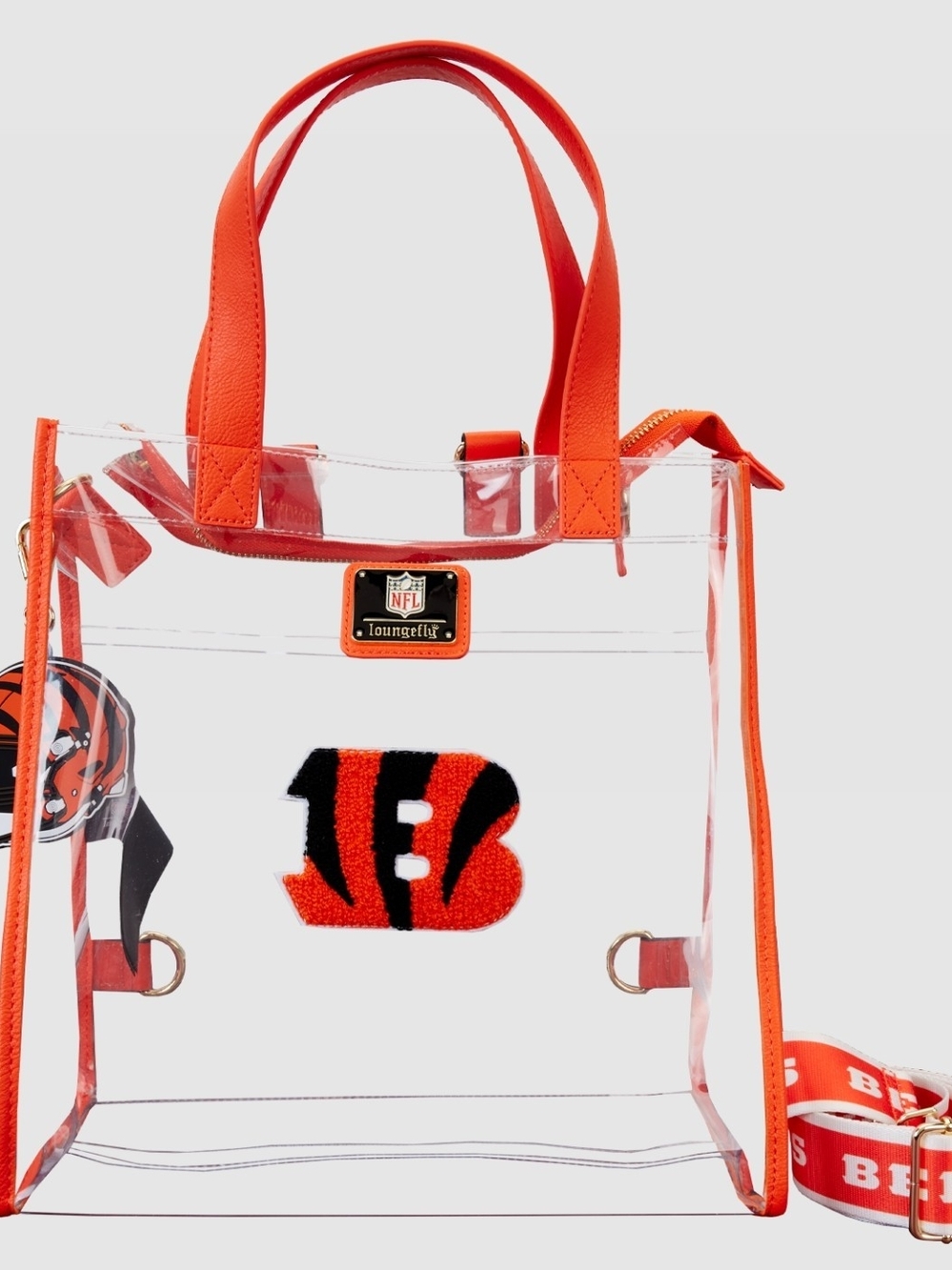 Loungefly Clear Tote with Orange Trim and Bengals Logo